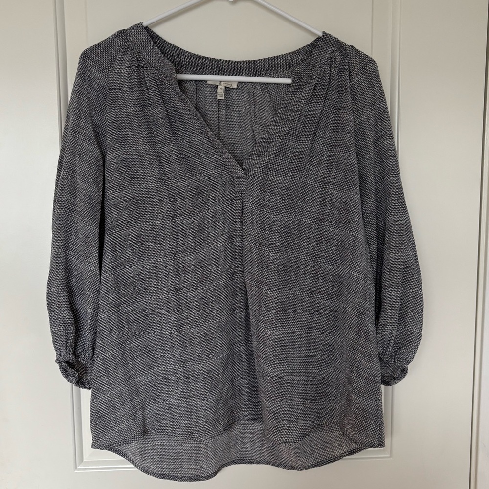 Joie Addie B 100% Silk Blouse Geometric Print Gray Size Extra Small